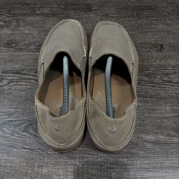 OluKai Puhalu Canvas Shoes Men\'s 11 Beige Canvas Slip On Loafers Casual main image 8